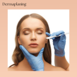 Provider using a sterile blade for facial dermaplaning and peach fuzz removal.